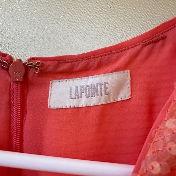 SALLY LAPOINTE Sequin Embellished Top Pants FULL SET in Coral Sz 12 US - Picture 8 of 14